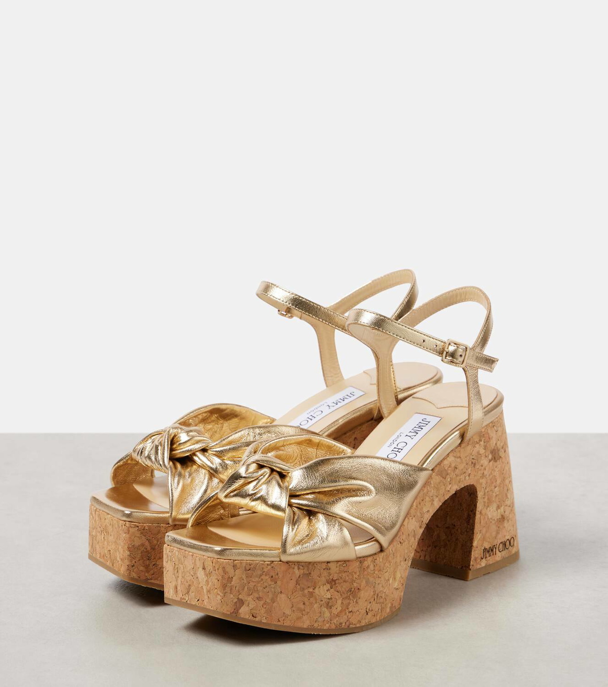 Jimmy Choo Heloise 95 metallic leather wedge sandals Jimmy Choo