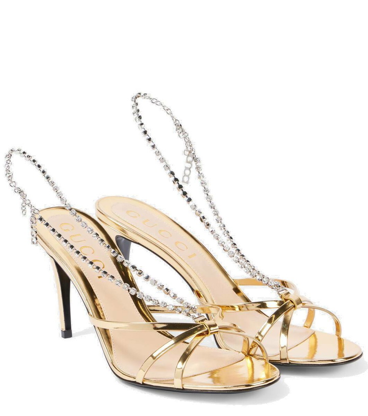 Photo: Gucci Embellished metallic leather sandals