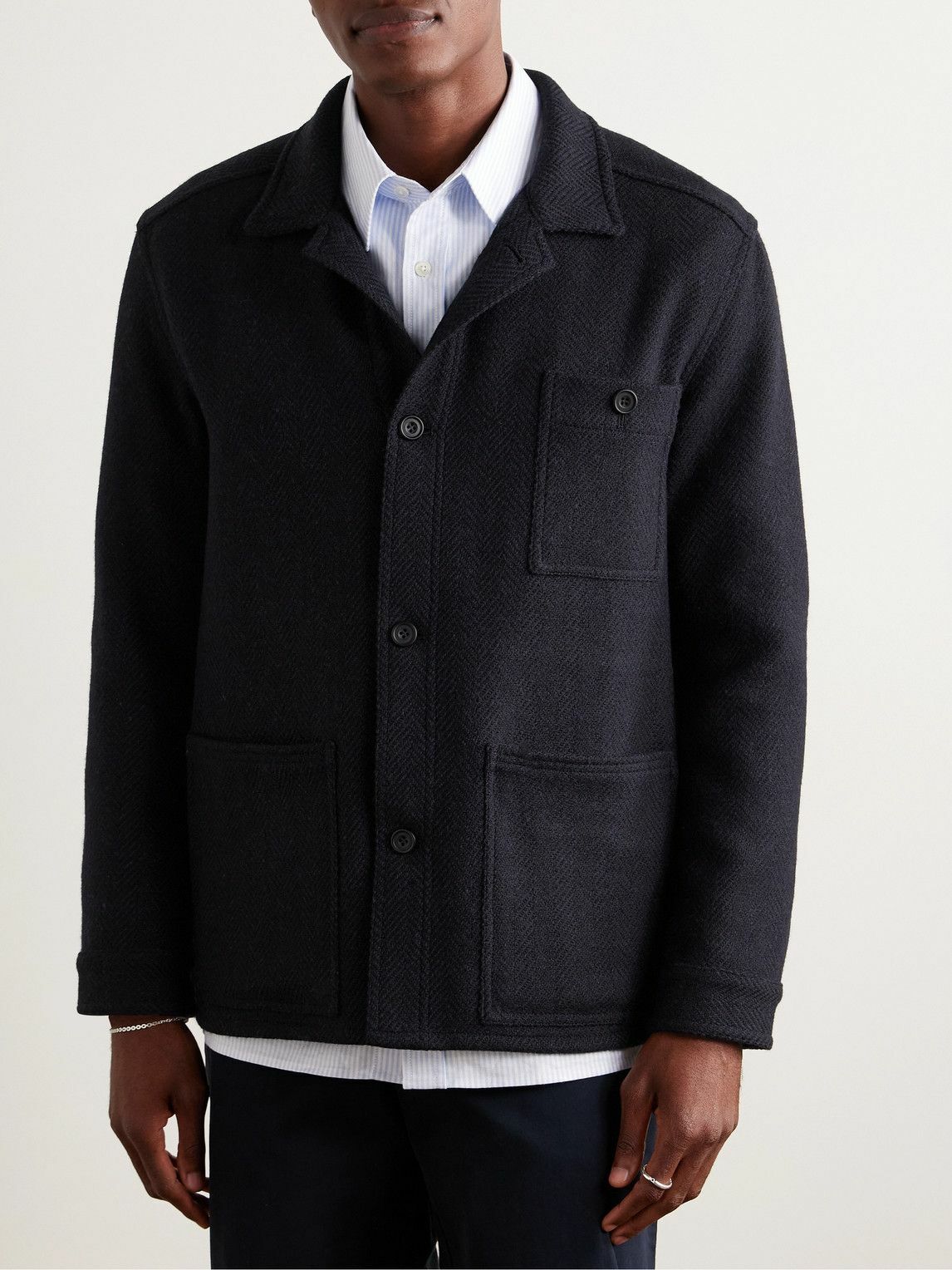 Anderson & Sheppard - Herringbone Wool Jacket - Blue