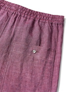 ISABEL MARANT - Necim Tapered Linen-Chambray Drawstring Trousers - Purple