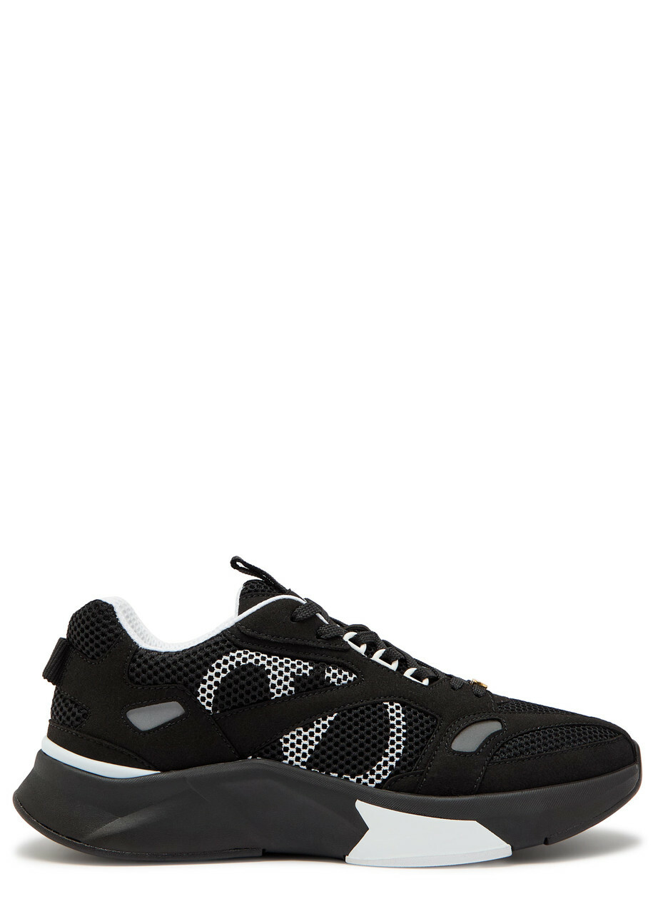 Valentino Garavani Demivee Panelled Mesh and Suede Sneakers Black