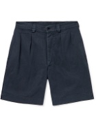 MAN 1924 - Army Straight-Leg Pleated Cotton-Twill Bermuda Shorts - Blue