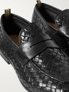 OFFICINE CREATIVE - Barona Woven Leather Penny Loafers - Black