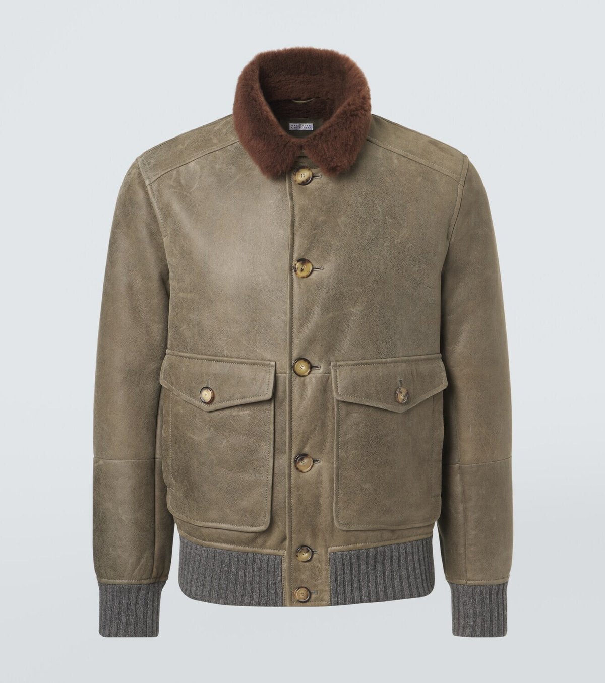Brunello Cucinelli Shearling-lined leather blouson jacket