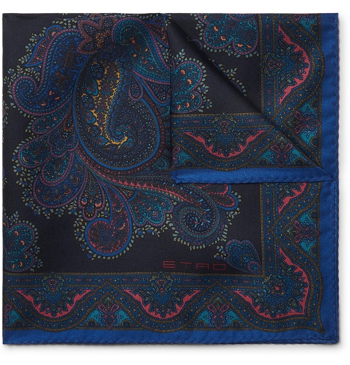 Photo: Etro - Paisley-Print Silk-Twill Pocket Square - Blue