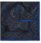 Etro - Paisley-Print Silk-Twill Pocket Square - Blue