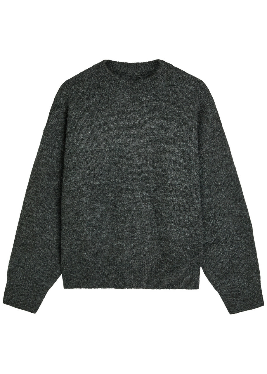 Mki Miyuki Zoku Logo-embroidered Brushed Knit Jumper Charcoal
