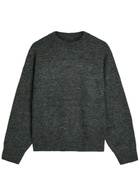 Mki Miyuki Zoku Logo-embroidered Brushed Knit Jumper Charcoal