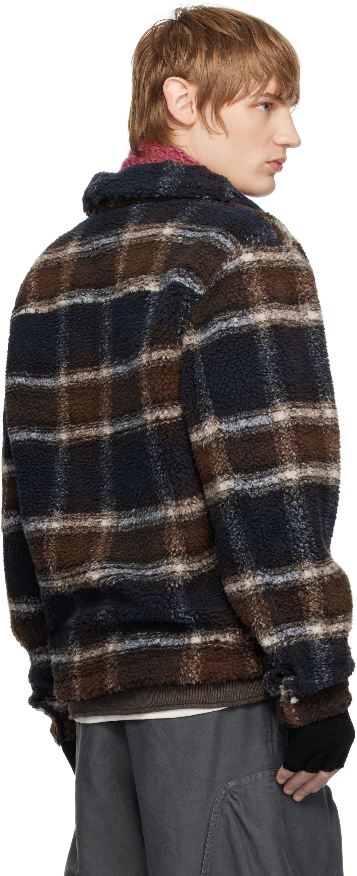Holzweiler Brown Elix Check Fleece Jacket Holzweiler