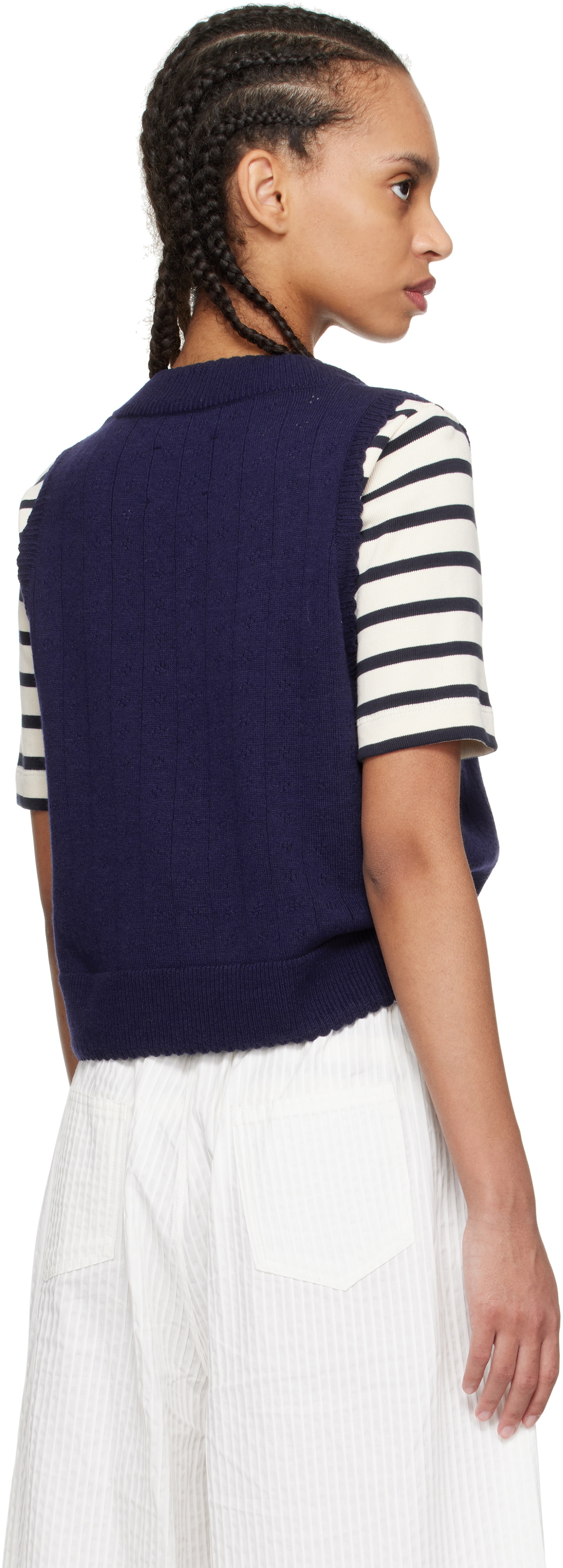 Cordera Blue Merino Pointelle Vest