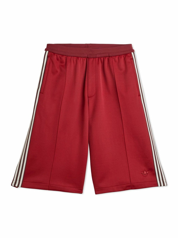 Photo: adidas Originals - Wales Bonner Wide-Leg Striped Recycled-Jersey Drawstring Shorts - Burgundy