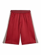 adidas Originals - Wales Bonner Wide-Leg Striped Recycled-Jersey Drawstring Shorts - Burgundy