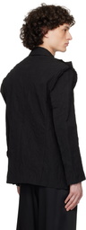 CARNET-ARCHIVE Black Wired Deconstructed Crinkled Blazer