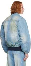 EGONlab Blue Padded Denim Bomber Jacket