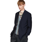 Maison Margiela Navy Wool Minimalist Blazer