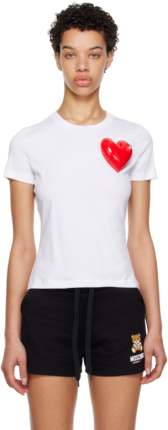 Moschino White Inflatable Heart T-Shirt Moschino