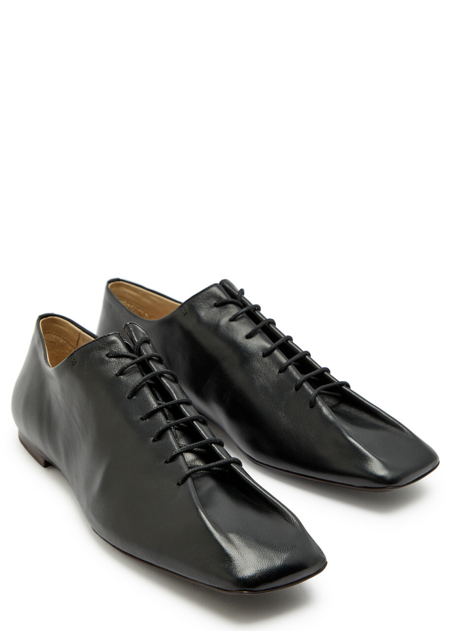 Lemaire Souris Leather Derby Shoes Black