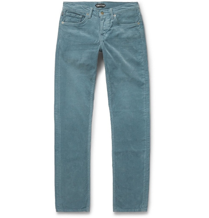 Photo: TOM FORD - Skinny-Fit Cotton-Corduroy Trousers - Blue