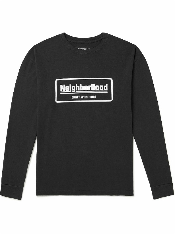 Photo: Neighborhood - Logo-Print Sulfur-Dyed Cotton-Jersey T-Shirt - Black