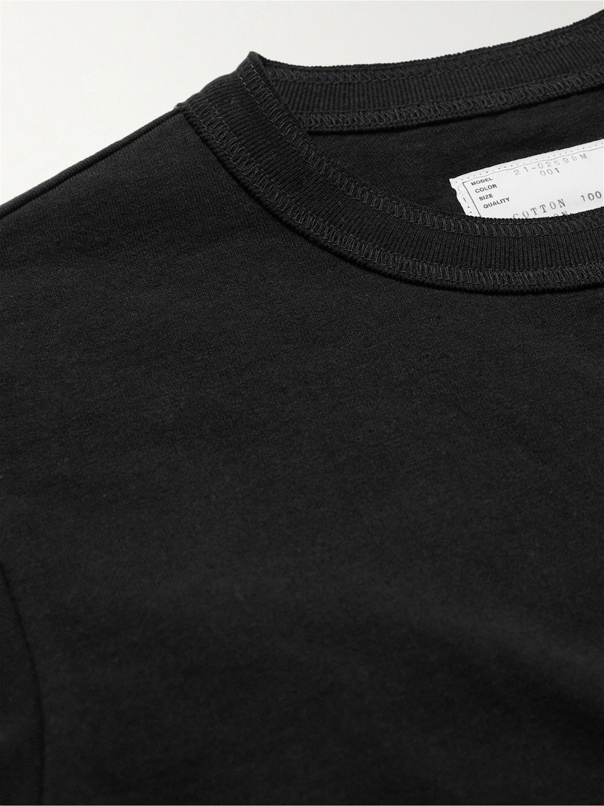 Sacai - Zip-Detailed Cotton-Jersey T-Shirt - Black Sacai