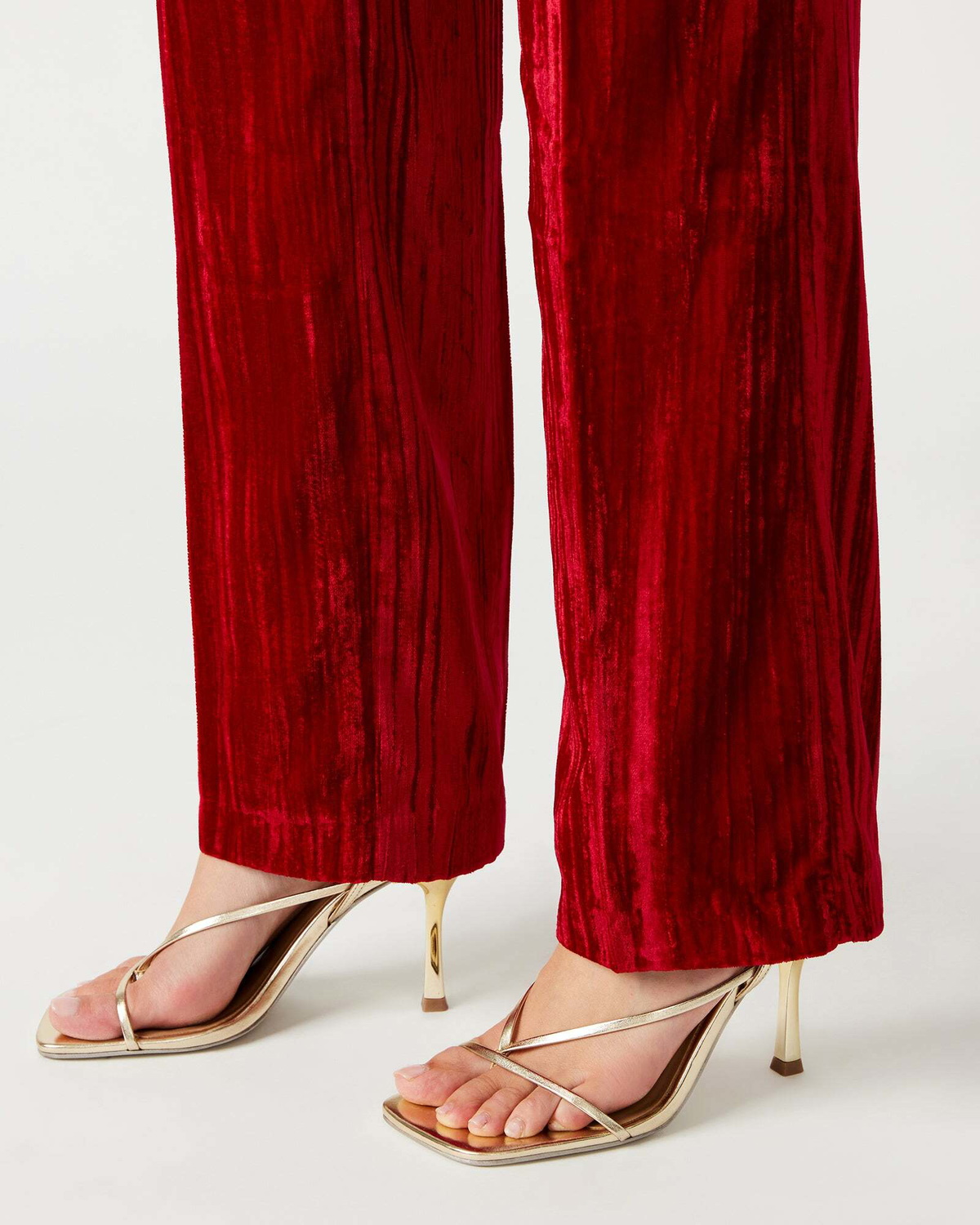 Steve Madden Mercer Crushed Velvet Pants in Red