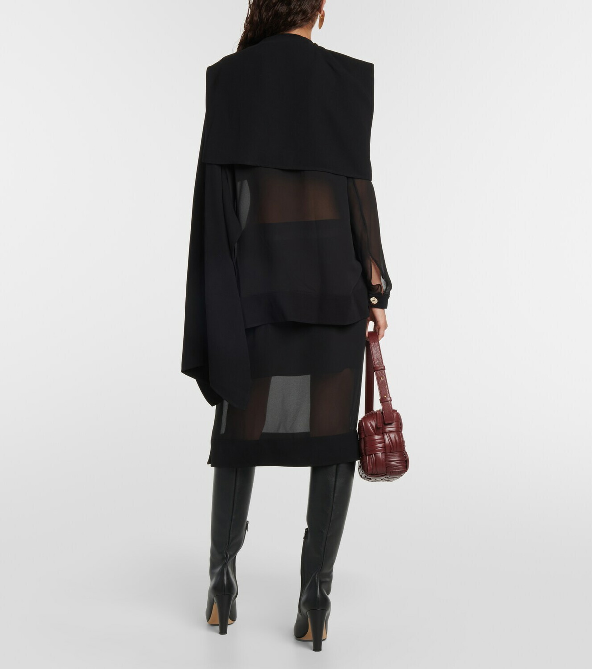 Proenza Schouler Cape-detail technical chiffon top