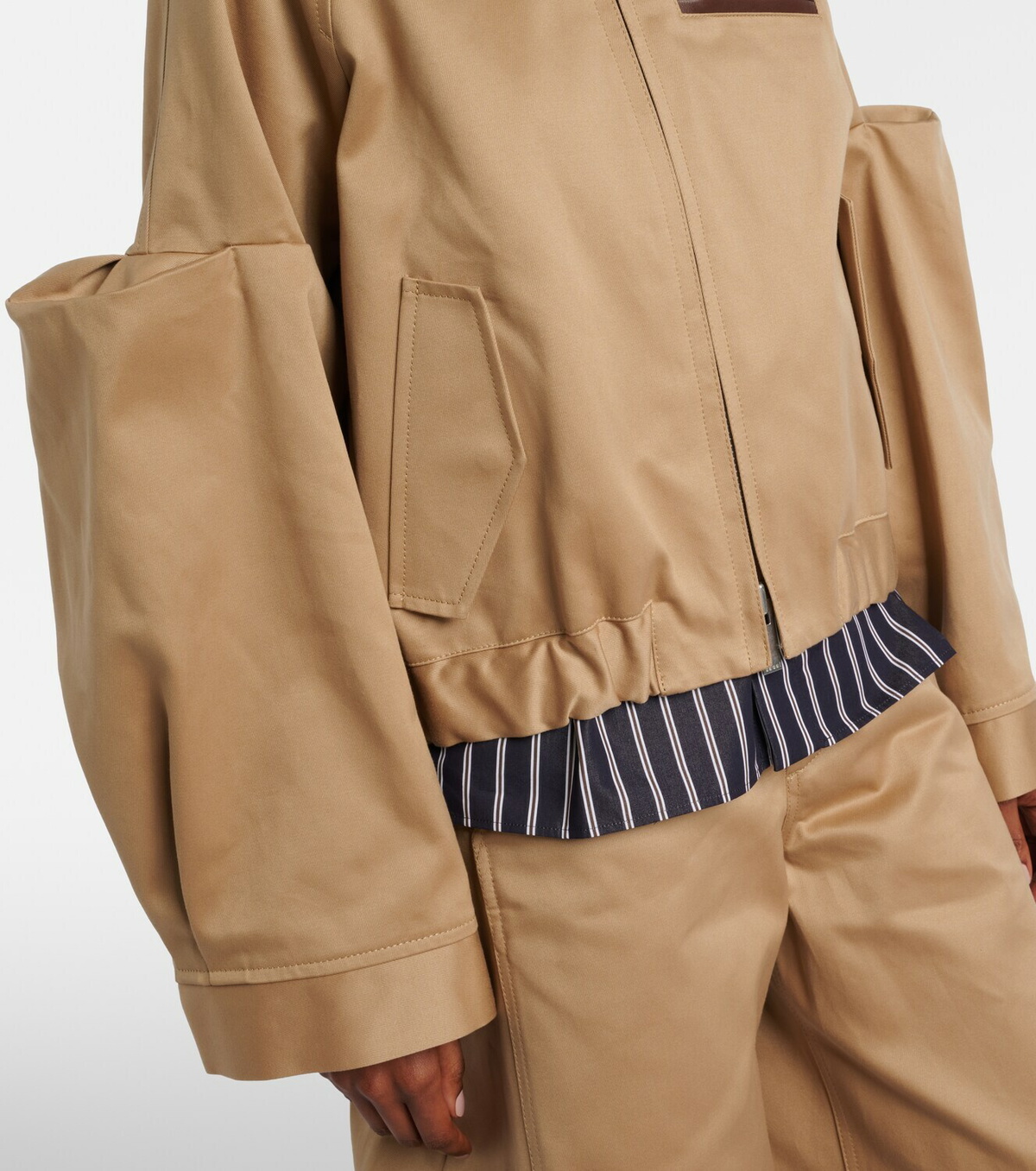 Sacai Leather-trimmed cotton blouson jacket