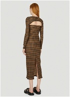 Detachable Sleeve Check Dress in Brown