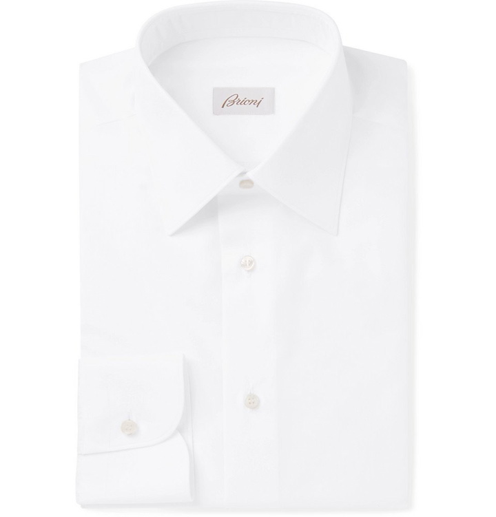 Photo: Brioni - White Slim-Fit Cotton-Poplin Shirt - Men - White
