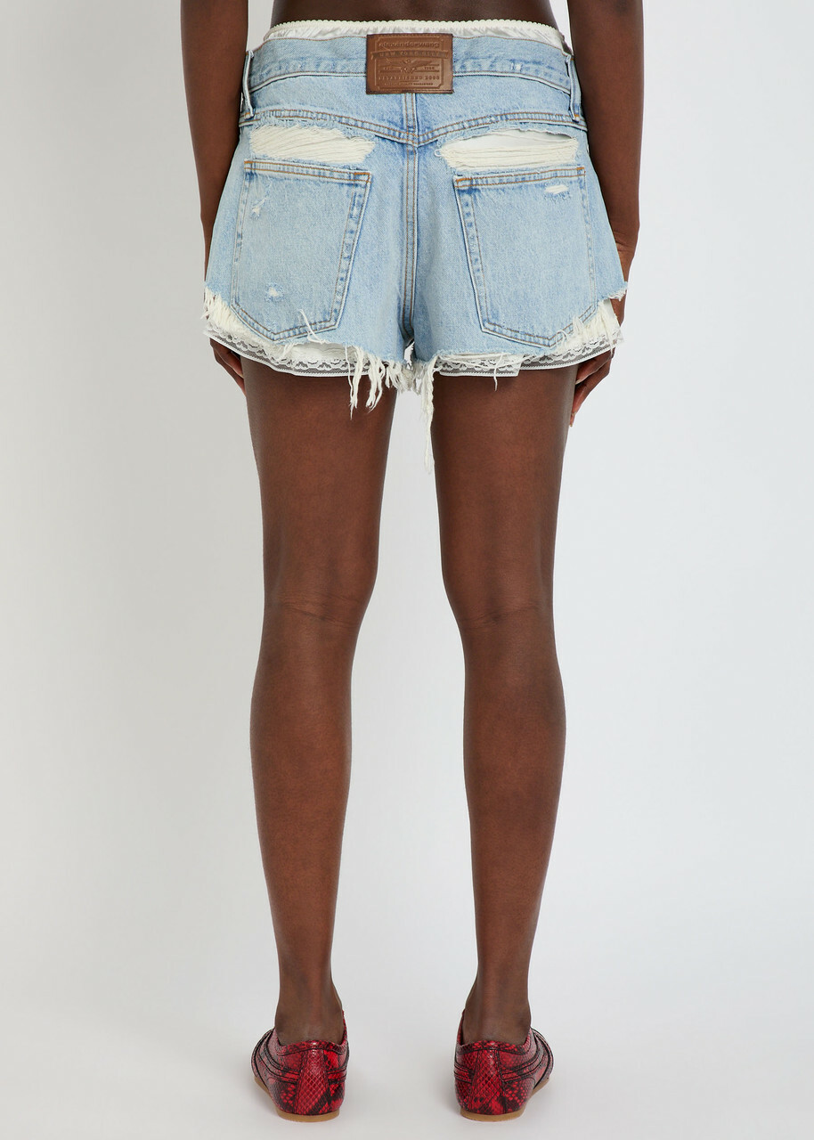 Alexanderwang.t Underwear-effect Denim Shorts Indigo