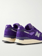 New Balance - 998 Core Rubber-Trimmed Full-Grain Leather, Mesh and Suede Sneakers - Purple