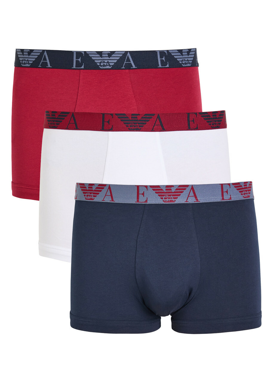 Emporio Armani Logo-jacquard Stretch-cotton Boxers set of Three Multicoloured