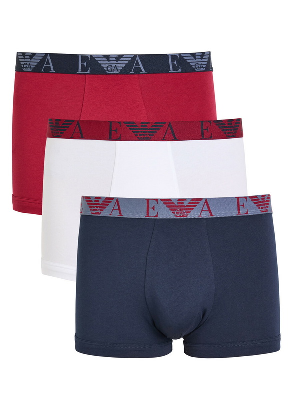 Photo: Emporio Armani Logo-jacquard Stretch-cotton Boxers set of Three Multicoloured