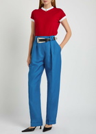 Versace Wool and Linen-blend Trousers Blue