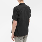 Beams Plus Men's Short Sleeve Open Collar Linen Shirt in Black