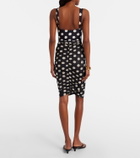 Montce Polka-dot ruched mesh midi skirt