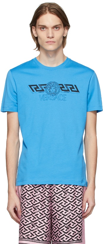 Photo: Versace Blue Logo T-Shirt