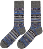 Junya Watanabe Grey & Blue Pattern Socks