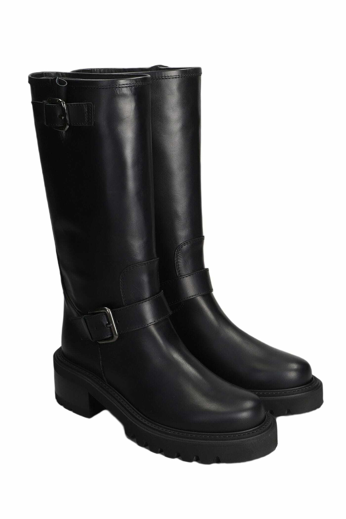 Via Roma 15 Low Heels Ankle Boots In Black Leather