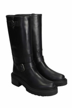 Via Roma 15 Low Heels Ankle Boots In Black Leather