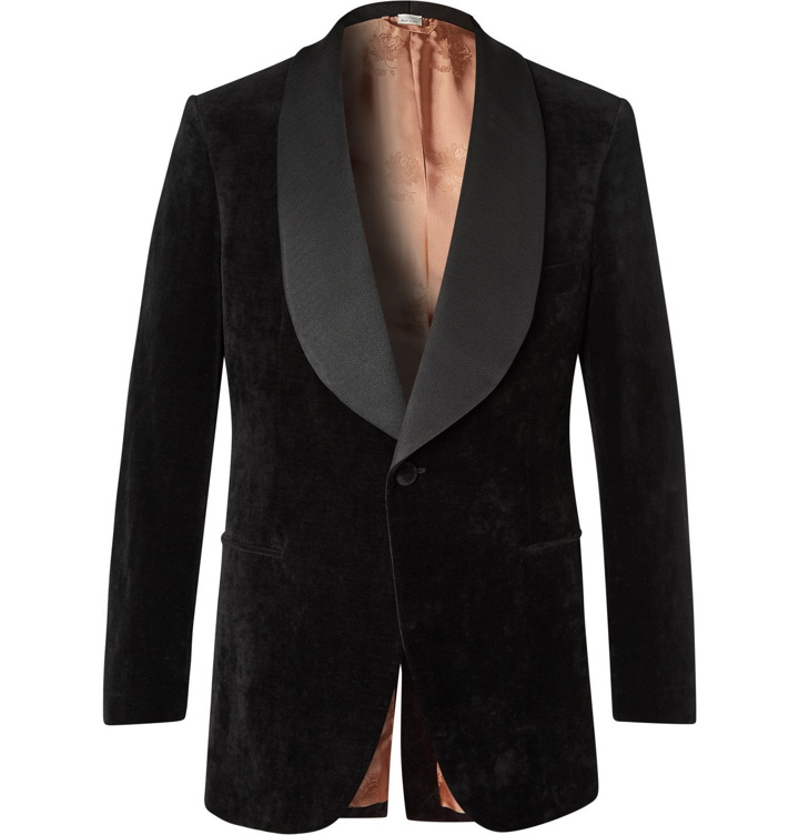Photo: Gucci - Faille-Trimmed Cotton and Linen-Blend Velvet Tuxedo Jacket - Black