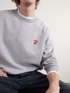 Cherry Los Angeles - Western Athletic Logo-Embroidered Cotton-Blend Jersey Sweatshirt - Gray