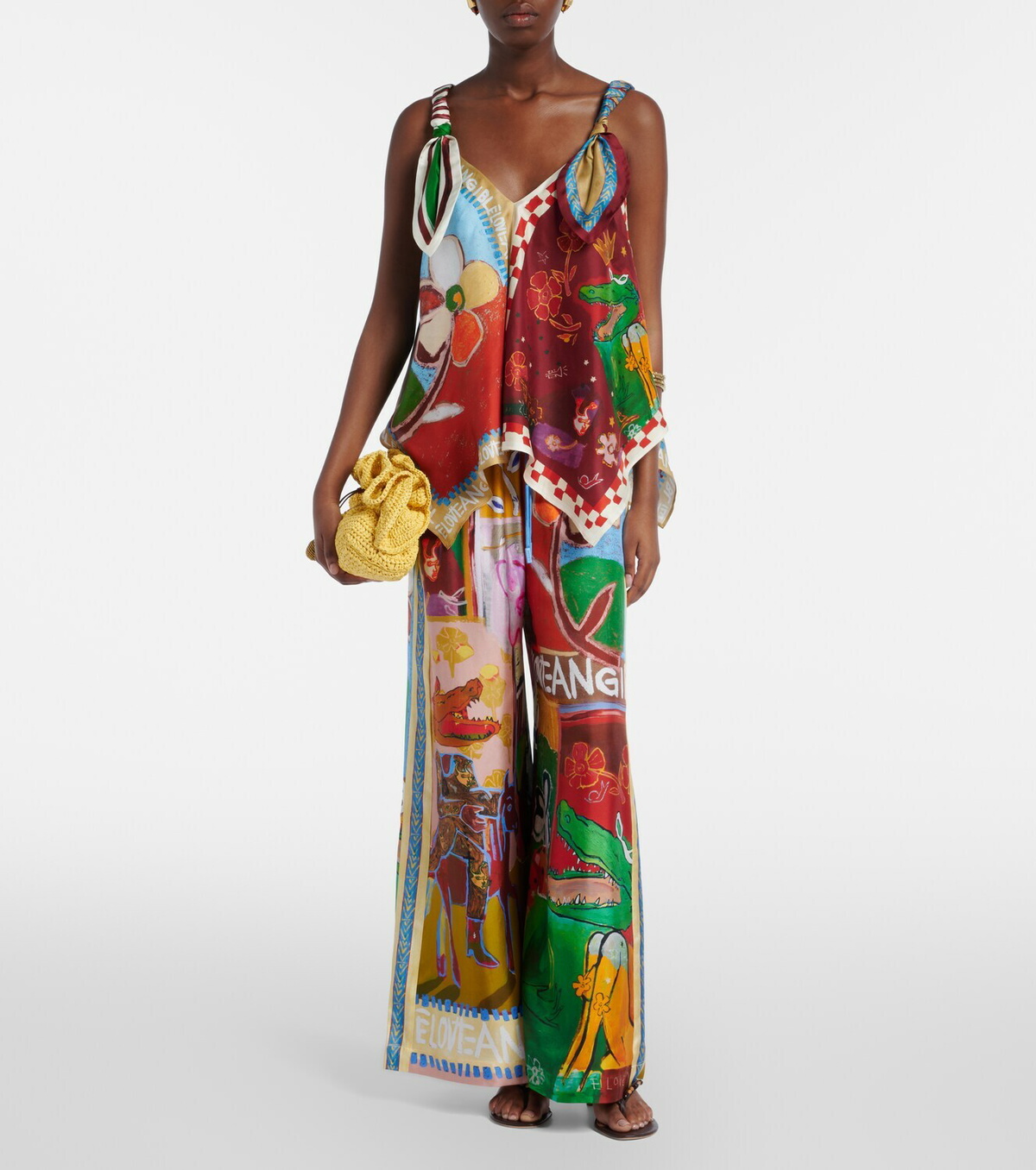 Alémais Mlak printed silk twill top