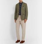 Caruso - Tapered Pleated Cotton-Blend Corduroy Trousers - Neutrals