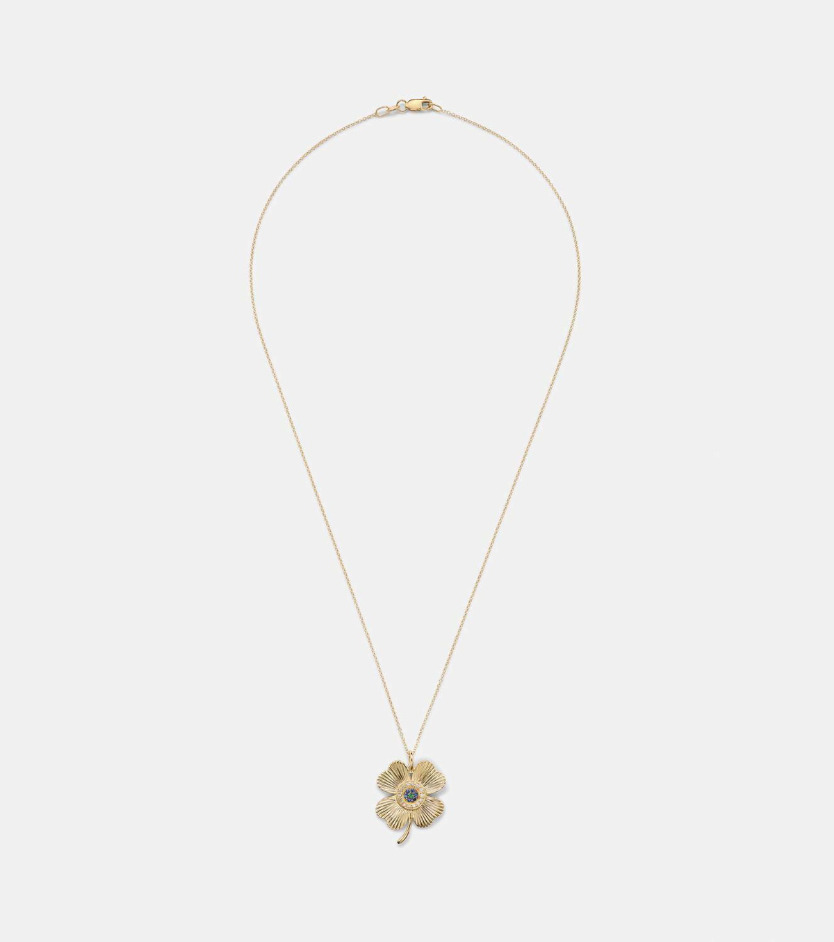 Ileana Makri Lucky Clover 18kt gold pendant necklace with gemstones