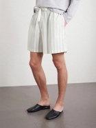 TEKLA - Straight-Leg Striped Organic Cotton-Poplin Shorts - Neutrals