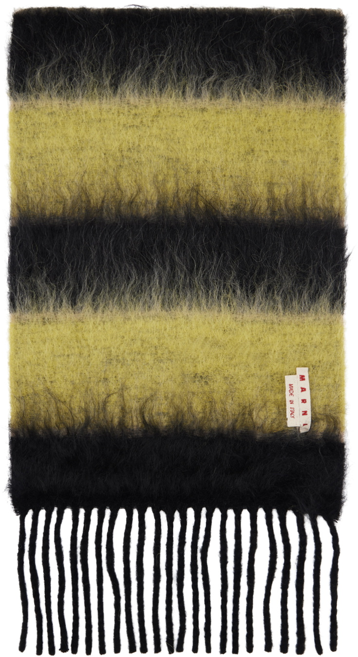 Marni Yellow & Black Striped Scarf Marni