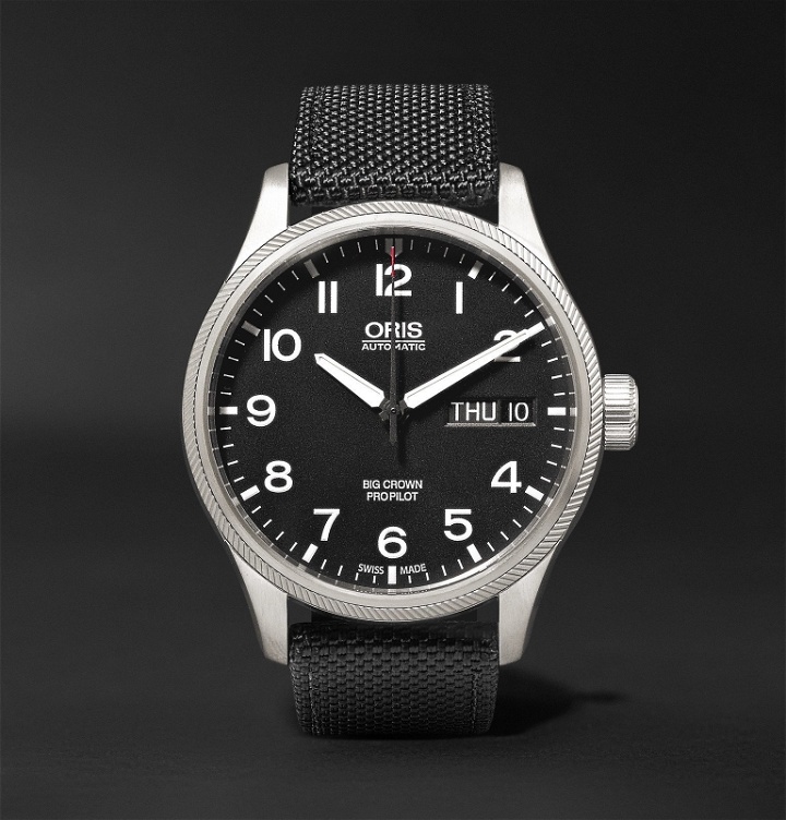 Photo: Oris - Big Crown ProPilot Day-Date 45mm Stainless Steel and Canvas Watch, Ref. No. 752 7698 4164FC - Black