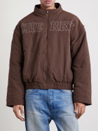 Cherry Los Angeles - Pit Crew Logo-Embroidered Padded Nylon Jacket - Brown