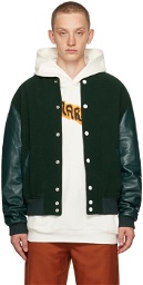 Marni Green Embroidered Bomber Jacket